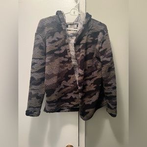Eye Candy fluffy camo cardigan